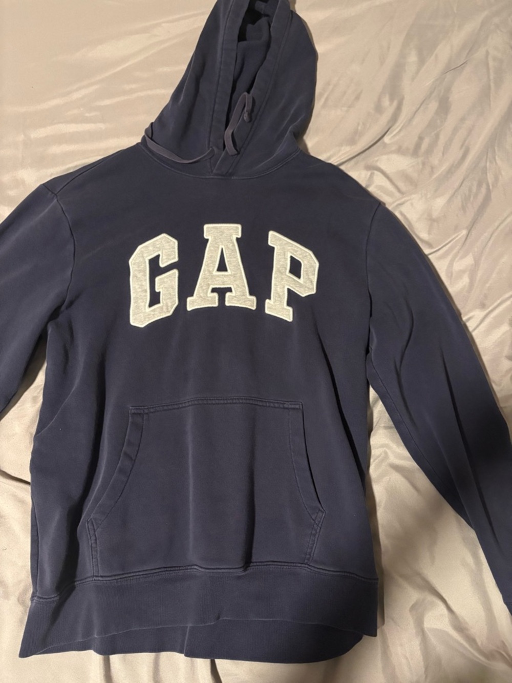 GAP Men's Navy Crewneck Hoodie with White Logo